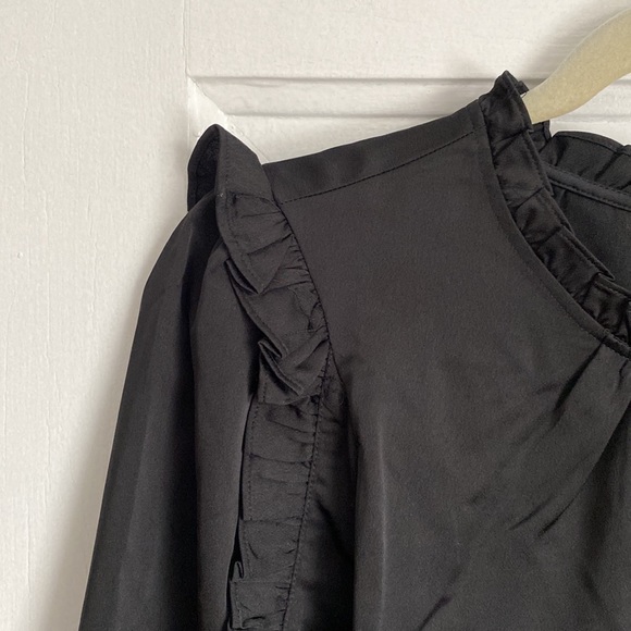 J Crew Ruffle Sleeve Top Long Sleeve Satin Shirt - Picture 6 of 9